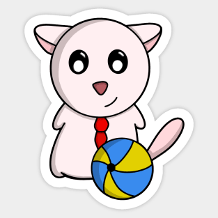 A puppy with a colored ball Sticker